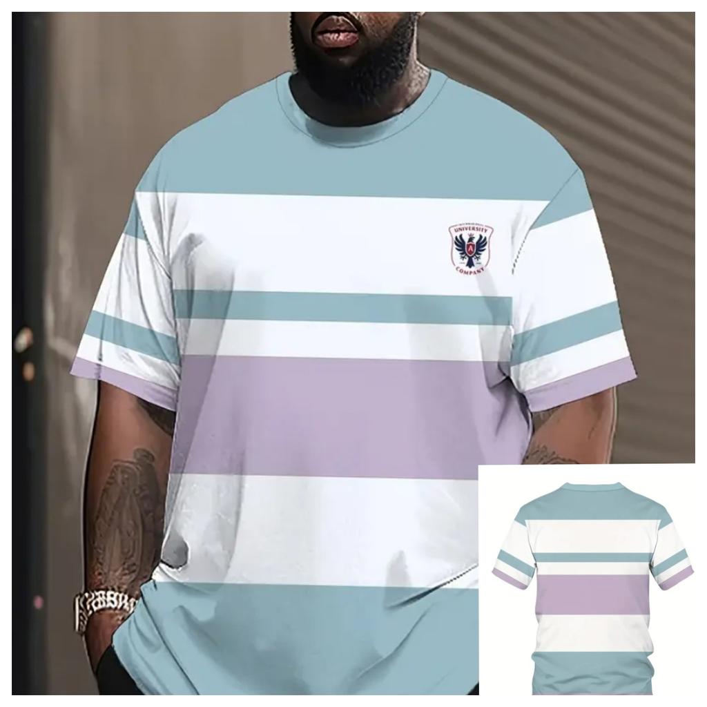 Pánské tričko nadměrné velikosti XL-7XL s krátkým rukávem a kulatým výstřihem, vintage ležérní, velké velikosti