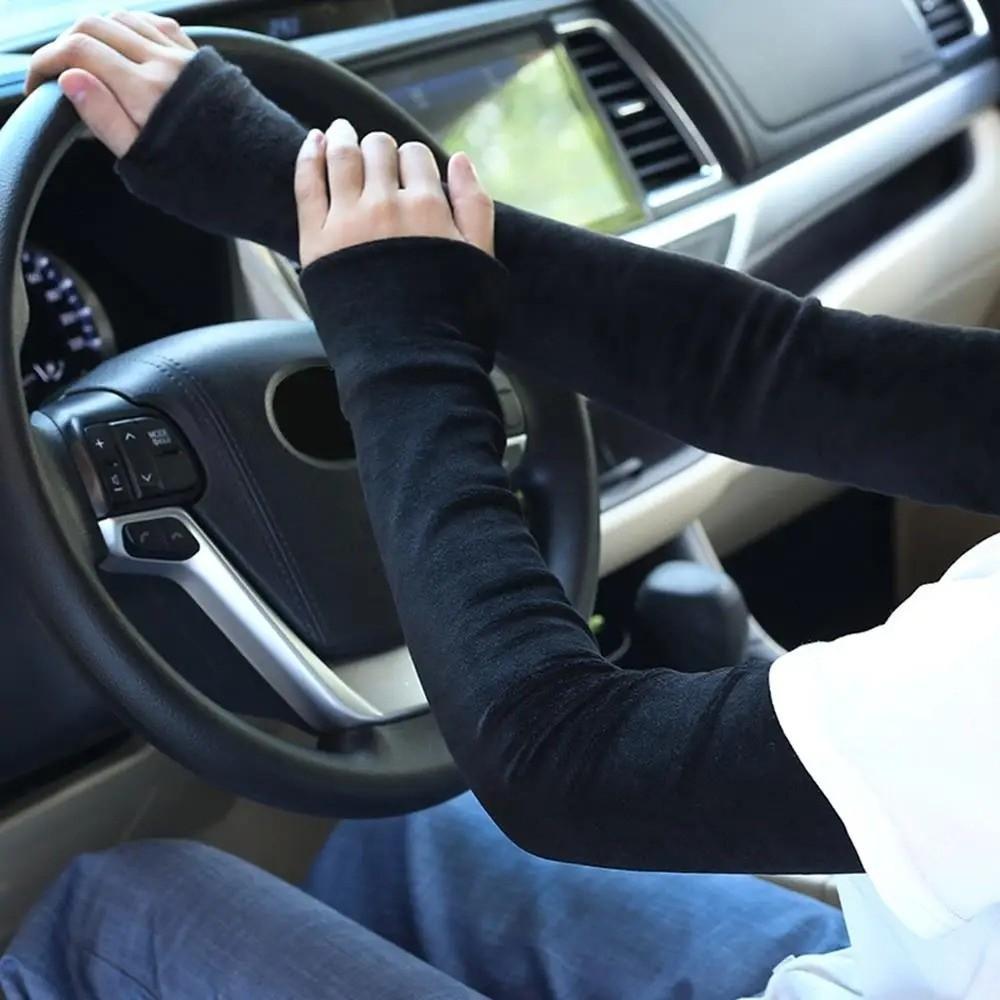 

Unisex Fleece Warm Sleeves Solid Color Thicken Long Arm Covers Cold Resistant Elastic Fingerless Gloves чёрный
