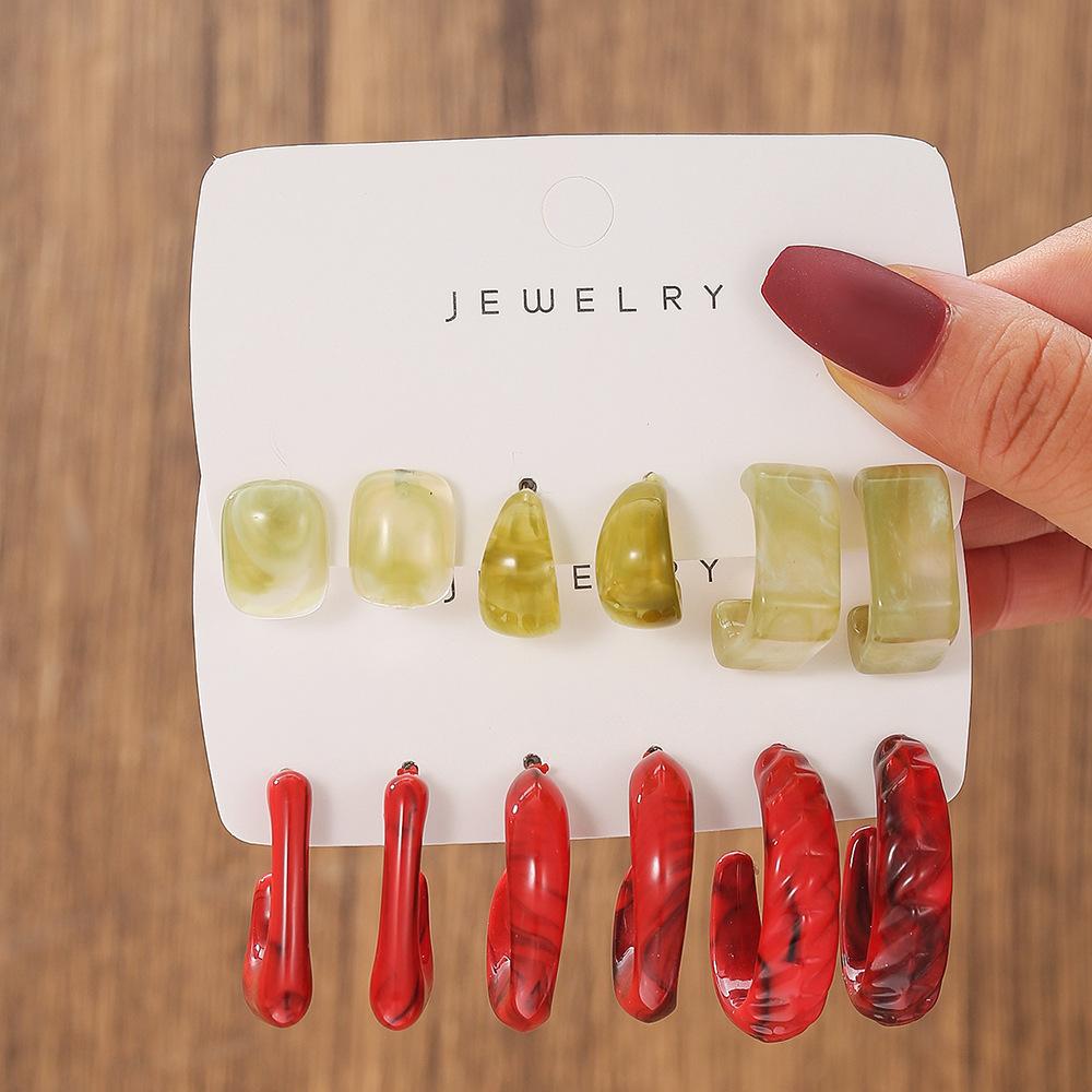Spring and summer earrings women's design sense niche temperament earrings set multi-pair combination small fresh girl heart earrings