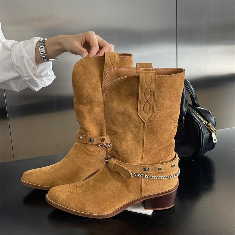 New fashion trend vintage western style women's pointed toe tall boots -Comfortable lightweight height increase not tired feet boots