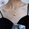 Brand INS Lotus Flower Imitation Pearl Necklace, 18k Gold-Plated Titanium Steel Choker Chain