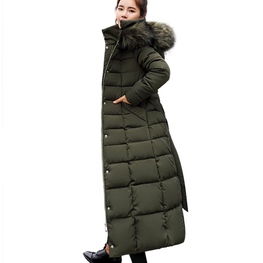 Long Sleeve Women's Cotton Coat Winter Outerwear Loose Belt Style Thick Padded Coat