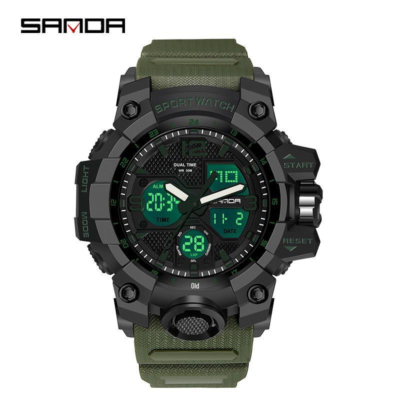 Sanda Teen Multi-functional Waterproof Sports Watch with Alarm & Luminous Display