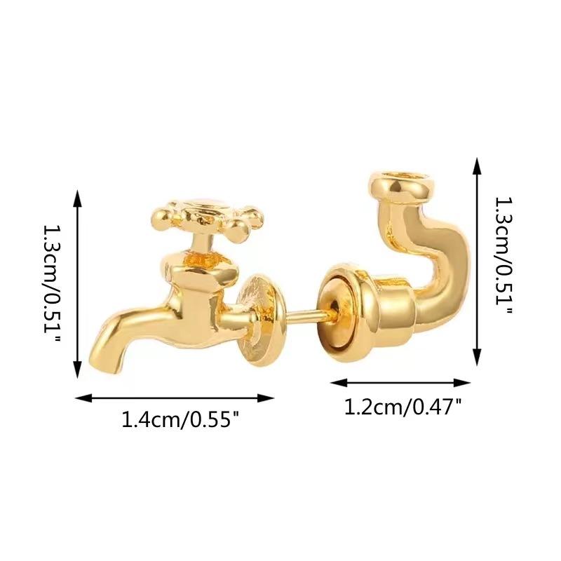 Orecchini a Bottone Forma Rubinetto Acqua Punk Industriale Per Uomo Donna Piercing Gotico Orecchino Personalità Halloween Gioielli alla Moda