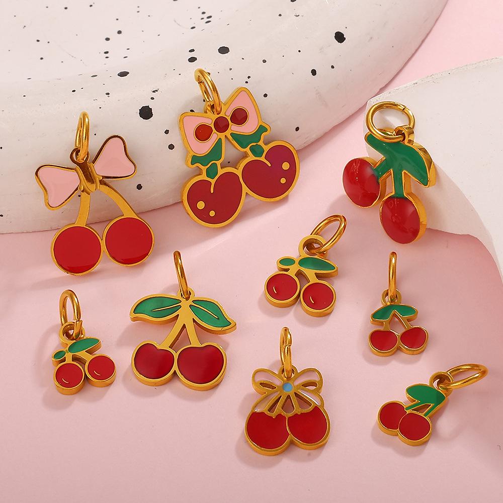 Fresh And Sweet Pendant Red Dripping Fruit Cherry Diy Jewelry Pendant Accessories