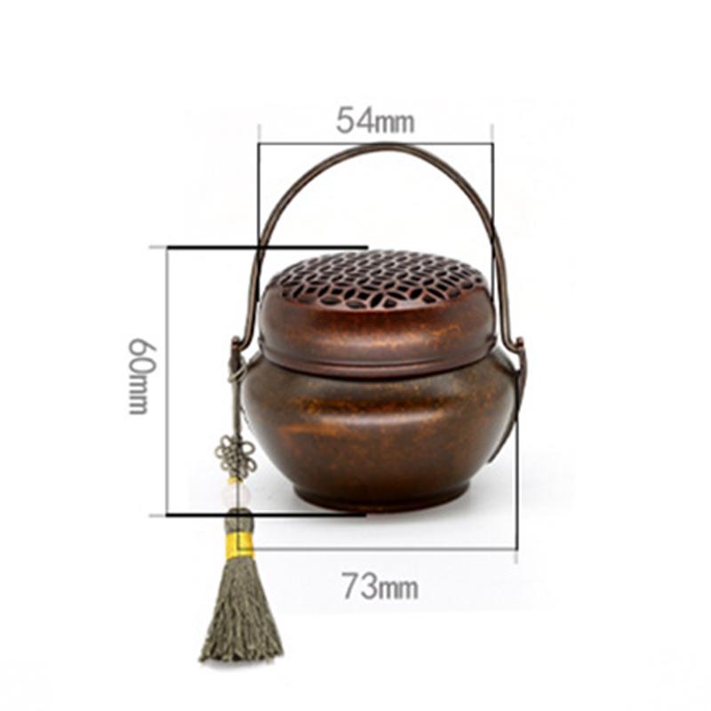 Vintage Round Heating Small Hand Stove Ancient Charcoal Burning Portable Stove Hanfu Palace Pure Copper Sandalwood Incense Stove