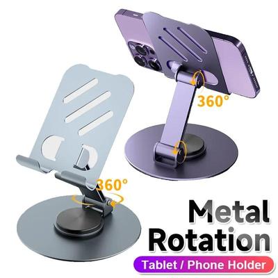 360 Grad drehbarer Handyhalter aus Metall für den Schreibtisch, faltbare Desktop-Halterung für iPhone, iPad, Samsung Galaxy Tablet, Oppo, Honor, Redmi Note 13, 12, 11 Pro