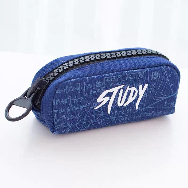 TOME Large Capacity Canvas Pencil Case - Creative Zipper Design for Students, Boys' Stationery Box