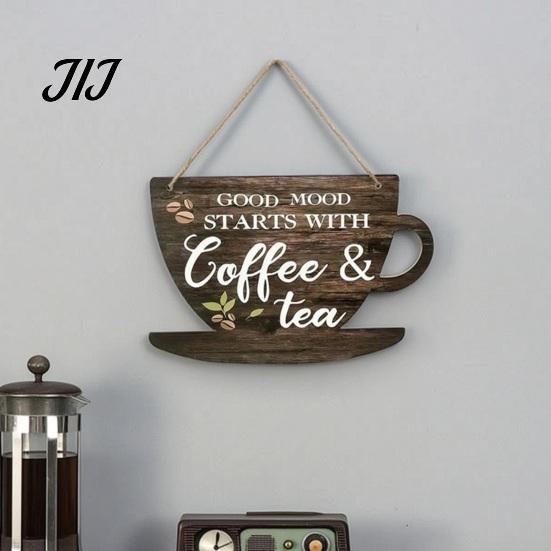 Rustic Home Wall Decor Wooden Coffee Bar Signs, Themed Hanging Sign, Cup Decorative Wood Signs for Breakfast Nook Shape & Round Plaque Farmhouse