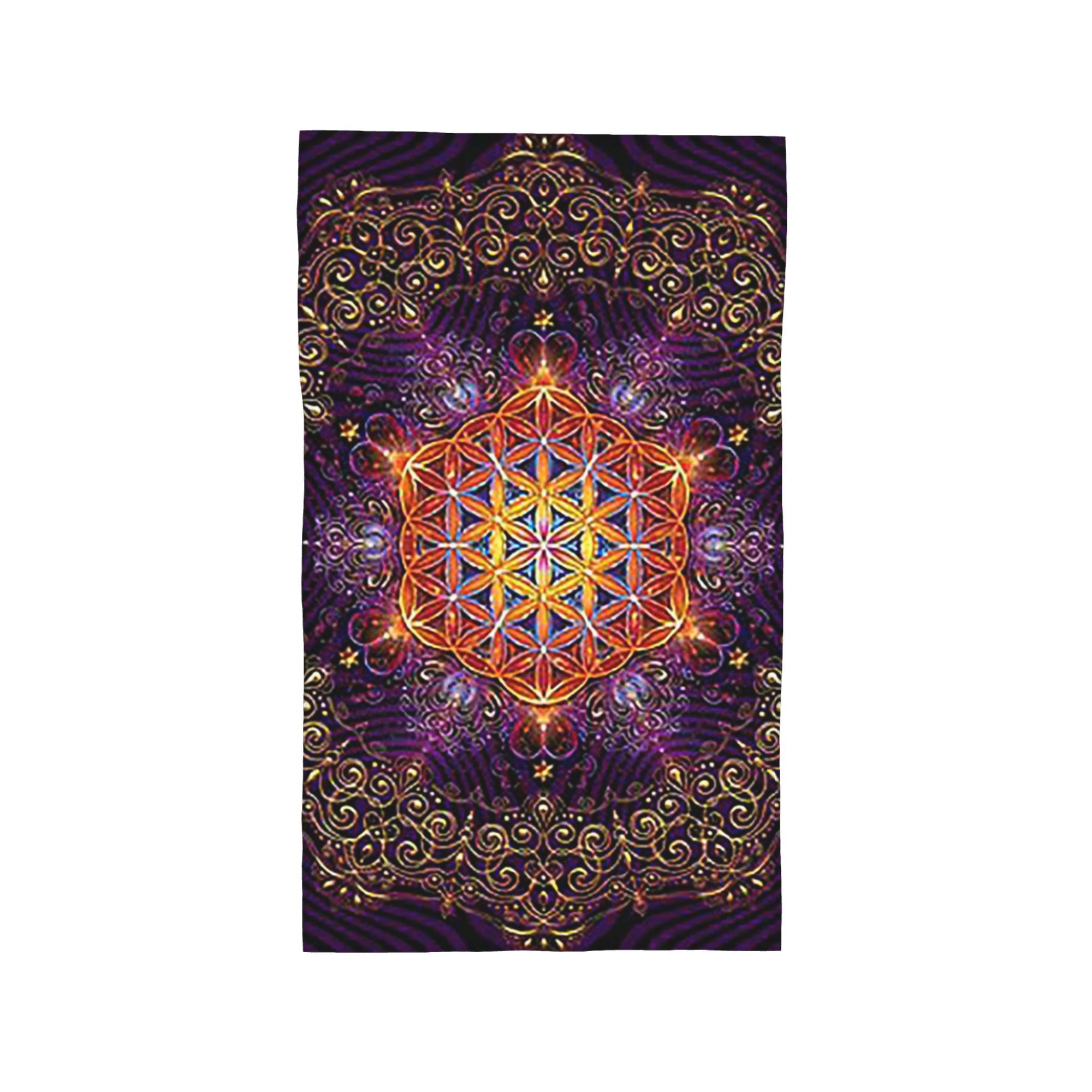 

Flower of Life Golden Lace Mandala Soft Face Towel Quick Dry Pool Bath Cotton Towels Absorbent W30*H60(CM)