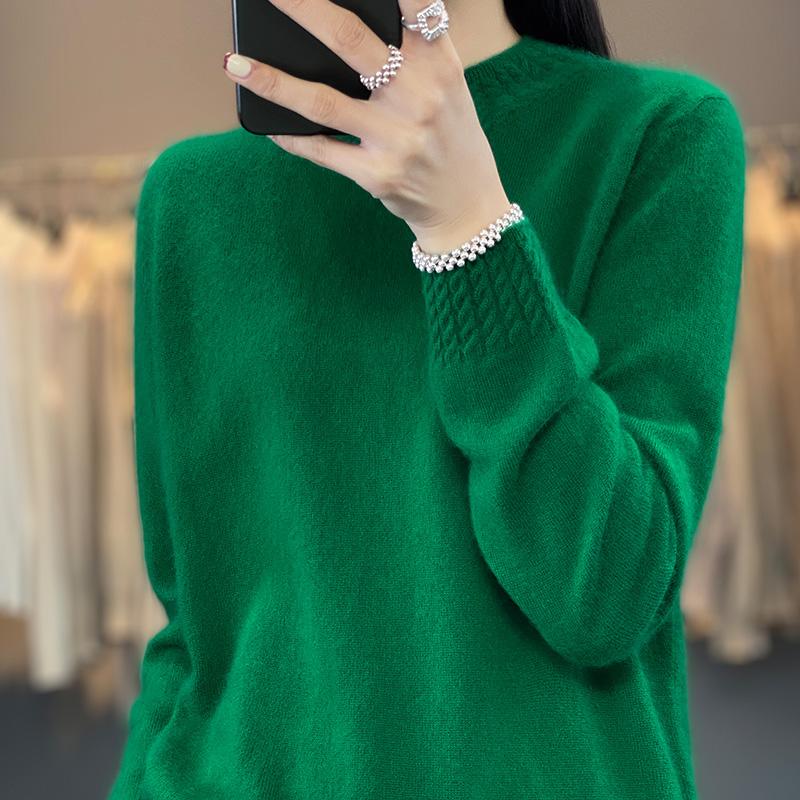 Suéter de cachemira para mujer Qinghe cachemira 30% cachemira 70% lana jersey de otoño e invierno cálido y a la moda