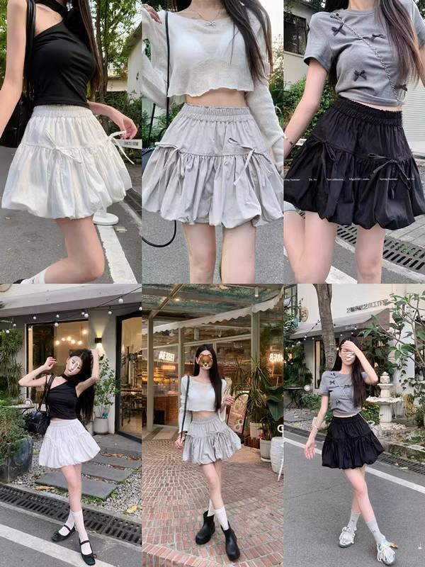 Dam Högmidjad A-linjeformad Vit Midikjol med Rosett & Blomknoppsdesign