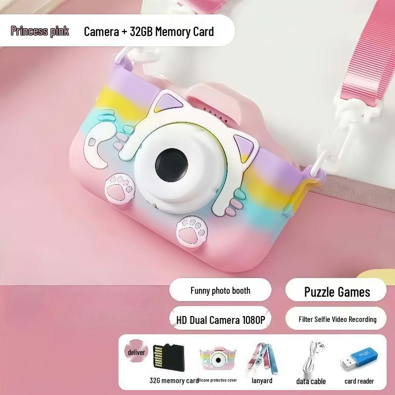 Rainbow Digital Camera for Kids: Girl's Photo-Taking Birthday Gift - X2-MCM