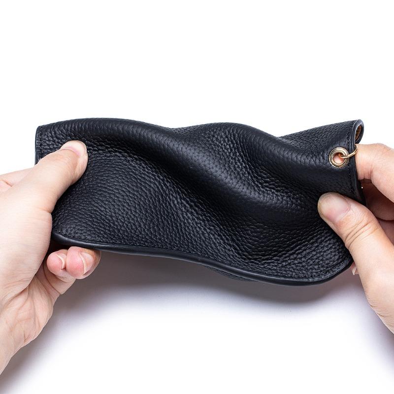 New Leather High-value Glasses Bag Niche Portable Sunglasses Storage Bag First Layer Cowhide Sunglasses Case Men and Women