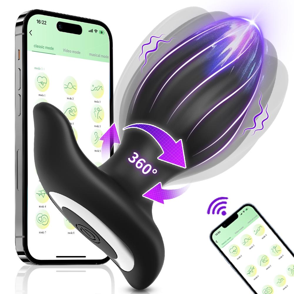 Wibrator do analu obracany o 360° Masażer dla gejów Korek analny Wibrujący stymulator Penetracja Analny wibrator Mężczyzna Kobiety Wibracje analne 18
