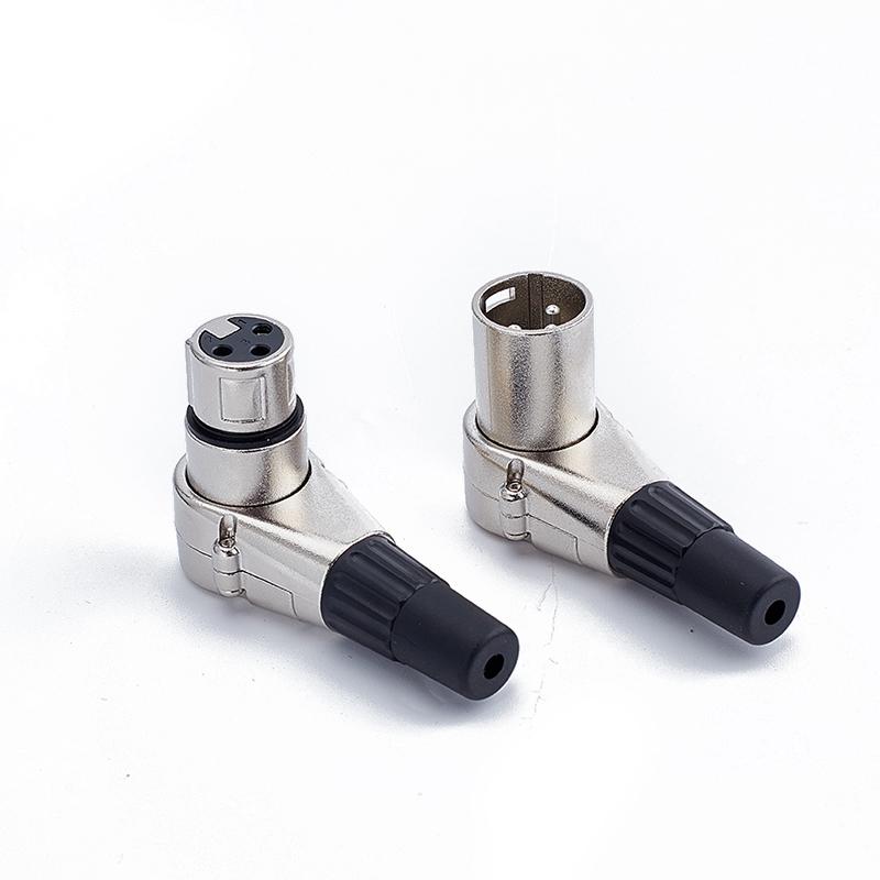 3pinový pravý úhel XLR konektor samec samice mikrofonní zástrčka audio kabelový konektor