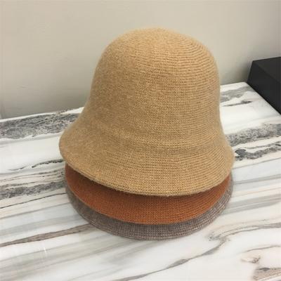 Winter Fine Wool Knitted Bucket Hat Ladies Versatile Literary Lady Type Short Brim Basin Hat