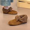 Winter retro suede square head loafers, women's one-pedal flip and fleece outer single shoes