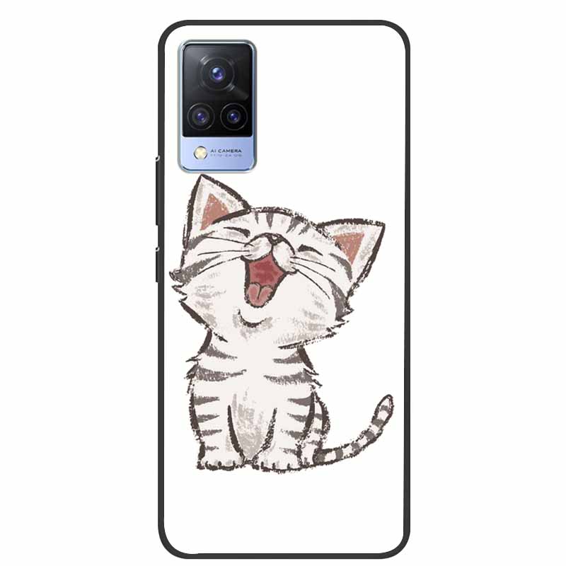 For Vivo S9 V21 V21e Case Black Silicone Back Cover Case For Vivo V21 S9 V21e Phone Cases Cover V 21 e S 9 Funda Coque Cartoon