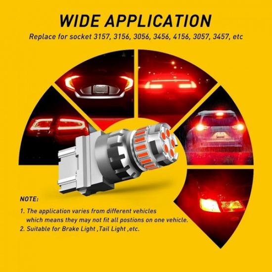 4X 3157 Red LED Strobe Flashing Blinking Brake Tail Light/Parking Bulbs A