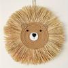 Nordic Handmade Lion Wall Decor Cotton Thread Straw Woven Animal Head Wall Hanging Ornament For Nursery Baby Room Decoration