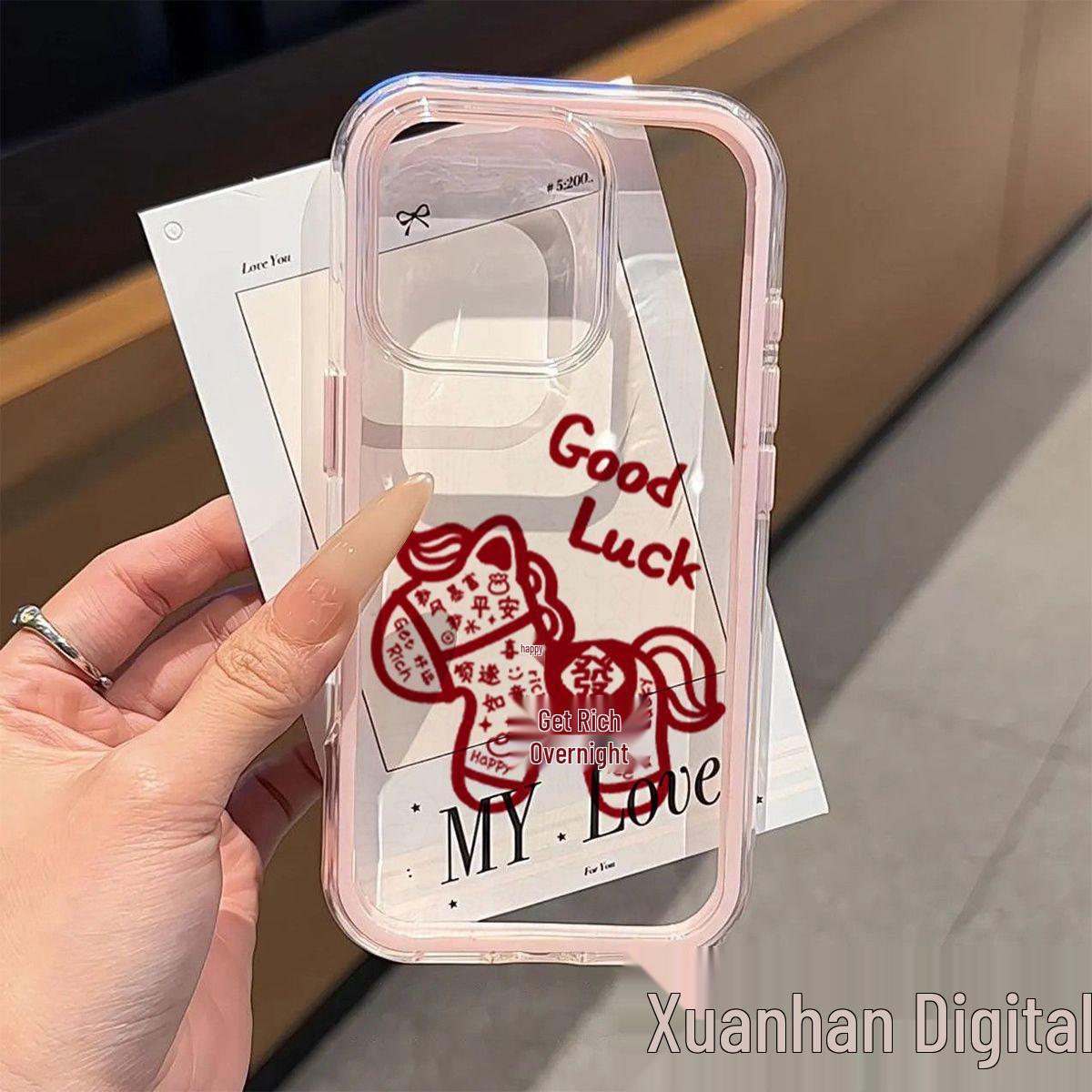 New Year Lucky Horse Case for Apple 17/15/14 Phones - Transparent, Stylish, Unisex 14