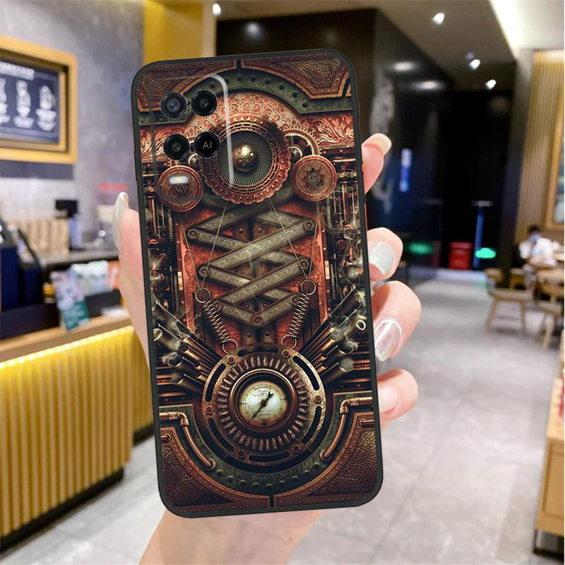 Steampunk Style Gears Levers Engine Case For Oppo A96 A76 A16 A17 A18 A60 A80 A40 A38 A58 A78 A98 A94 A74 A54 A15 A57 A77 A5 Pro