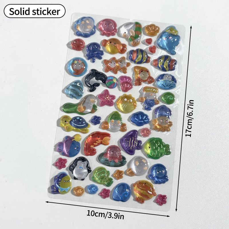 Kids 3D Cartoon Stickers Crystal Embossed Stickers  Journal Decorative Stickers For Phone & Laptop Decor Creative Exchange Gift