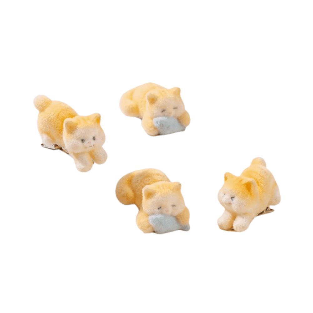 2/4 pcs Soft Plush Bang Side Clips Happy Cat Duckbill Clips Cute Flocking Cat Hair Clips Daily