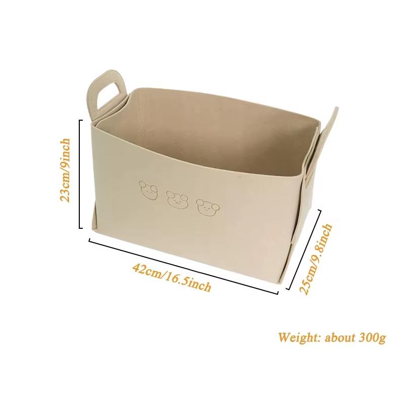 Large Capacity Foldable Bear Cartoon Felt Car Trunk Storage Box Vehicle Organizer Basket for Automobile Rear Storage
