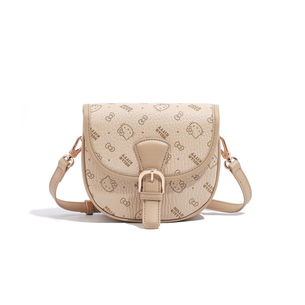 New Sanrio Hello Kitty PU Saddle Bag, Shoulder Bag, Crossbody Bag Regular Women's Pink/Brown/Milk Tea SHHF41516