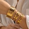 Stainless Steel Vintage Punk Chunky Wide Cuff Bangles for Women Men Metal Texture Love Heart Knot Bracelet Party Charm Jewelry