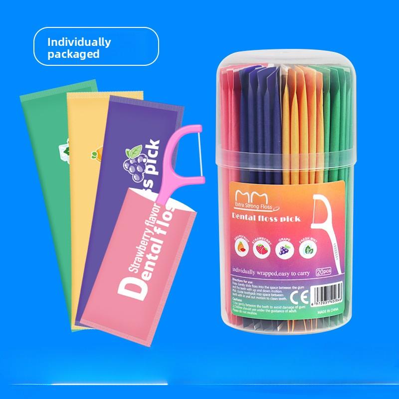 20 Pcs Colourful Individually Packaged Fruit-flavoured Mint Dental Floss Sticks