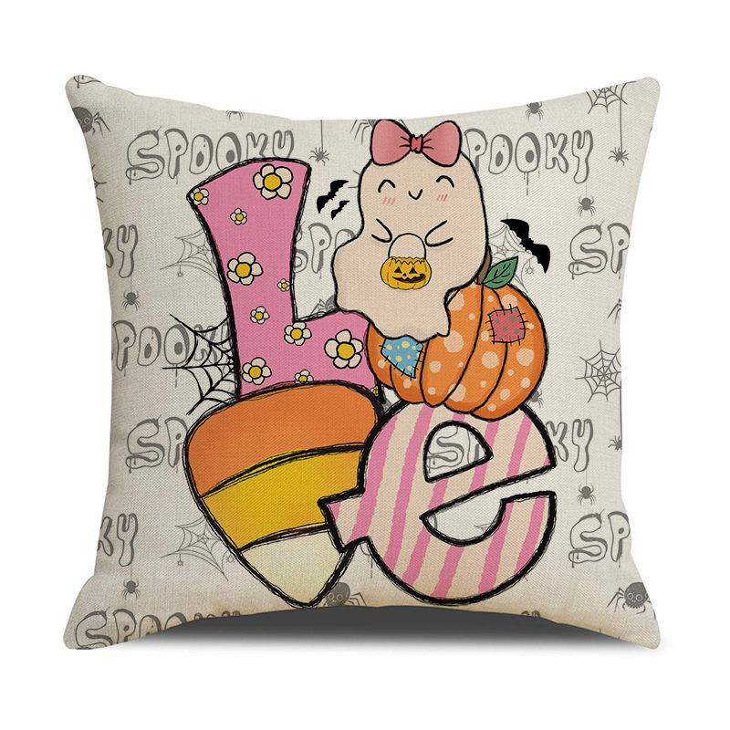 

1pc Happy Halloween Cushion Cover Love Pumpkin Printed Washable Cover for Halloween Themed Party Living Room Bedroom Decoration 45x45cm