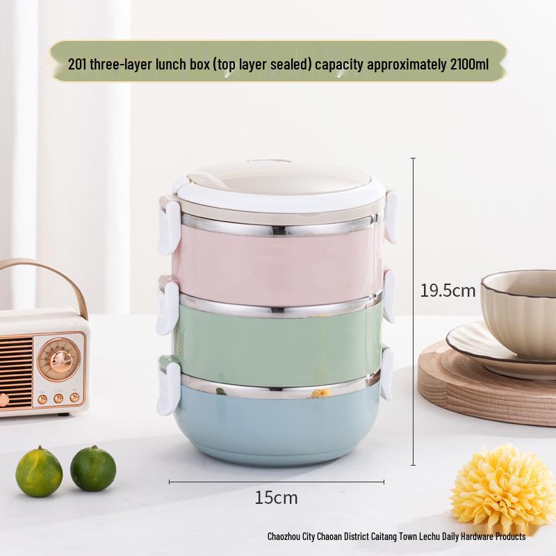 Runde Mehrschichtige Bento-Box: Luftdichte, isolierte und unterteilte Lunchbox - Perfektes praktisches Geschenk