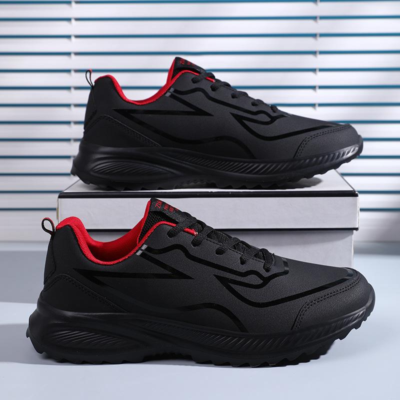 Xiyin large size lightweight soft sole men's sports shoes leather surface waterproof casual running shoes men's shoes spot