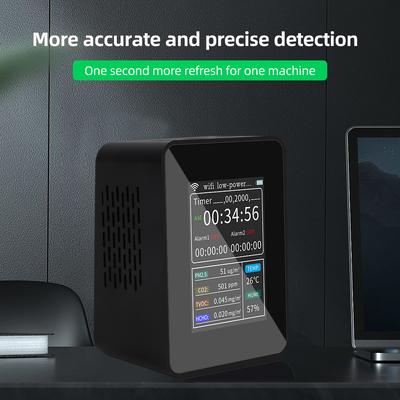 WIFI Multifunctional Air Quality Detector Intelligent PM2.5 CO2 TVOC HCHO Temperature Humidity Monitor With Time Date Display