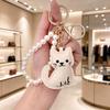 Yogodlns Cute Cartoon Cat Faux Leather Keychain Lovely Kitten Bag Charm Handbag Pendant Cat Lover Gift Key Ring