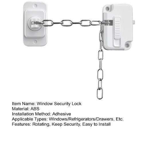 Adjustable Window Security Lock for Child Safety Ventilation Self Adhesive No Drilling Window Restrictor for Metal Wooden Sliding Window