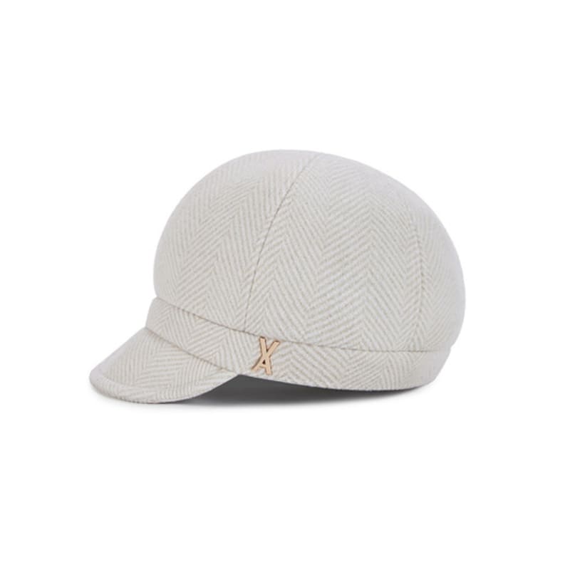 VARZAR VA Studded Herringbone Slim Newsboy Cap Ivory