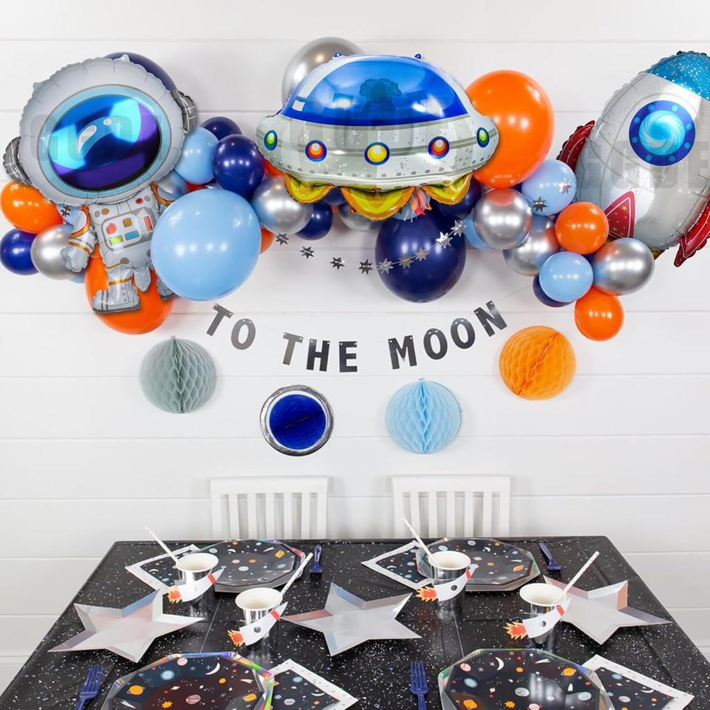 Space Set, New Astronaut, New Rocket, New Flying Saucer, Space-Themed Aluminum Foil Balloons, Universe Space-Themed Birthday Party Decorations