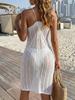 Women Hollow Out Backless Lace Up Beach Cover Up Dress