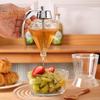 Dispenser per miele da cucina da 180 ml con coperchio in acciaio inossidabile, senza gocciolamento, in vetro, a forma di diamante, dispenser per sciroppo a tenuta stagna, bottiglia di olio d'oliva, salsa, aceto