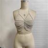 Pearls Body Chain Multilayer Chest Chains Festival Raves Body Chain Harness Body Accessories Jewelry for Women Girls