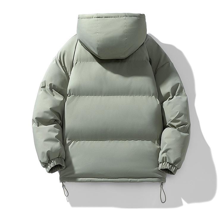 Men's Winter Hooded Down Jacket: Solid Color, Korean Style, Trendy, Loose, Warm, Casual Cotton Coat.