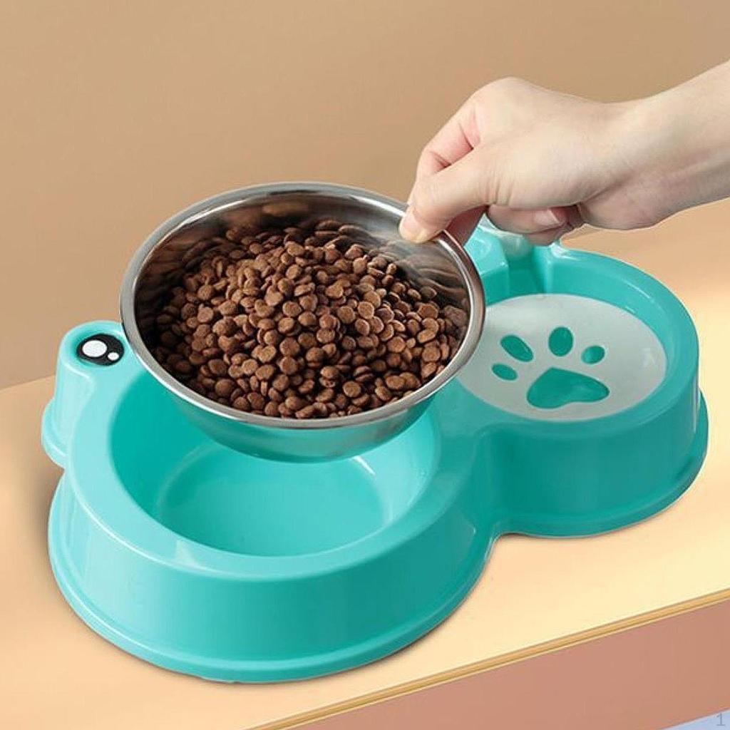Dog Cat Bowl Food Feeder and Waterer Kit Nonslip Bottom, for Small Medium Puppy Kitten, Pet Water
