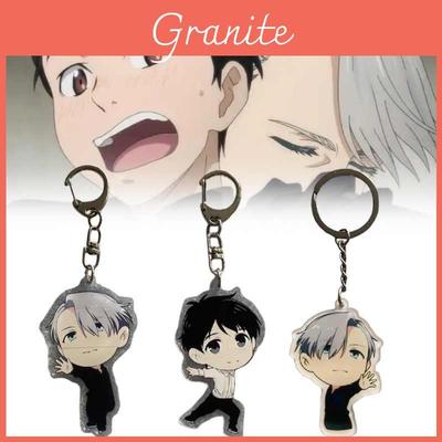 Yur On Ice Katsuki Yuri Victor Nikiforov Acrylic Keychain Cartoon Id Badge Pendant For Anime Fans