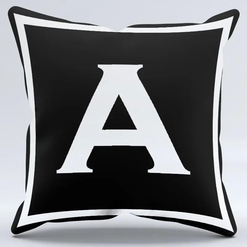 Simple Black and White Letter Print Pattern Home Bedroom Living Room Sofa Car Office Decoration Pillowcase