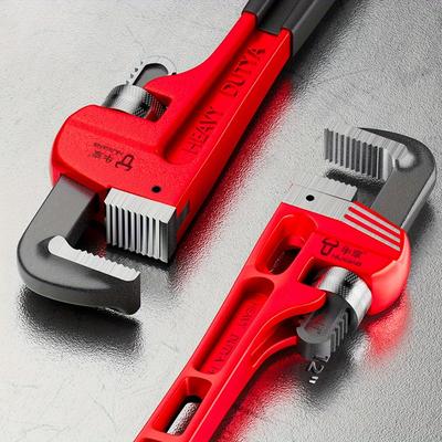 8 Inch/10 Inch/12 Inch Heavy-Duty Adjustable Straight Pipe Wrench, Plumbing Wrench,Heat Treated Adjustable Straight Pipe