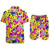 Psychedelic Magic Mushroom Men Sets Printed 3D Print Casual Shirt Beach Shorts Oversized 2Pcs Set Vacation Hawaiian Man Suits